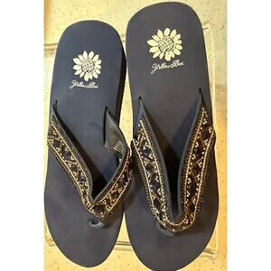 Yellow Box Blue Jeweled Leather Sandals - Women's 9.5 NWT